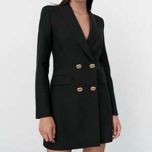 Zara Black long double breasted Blazer